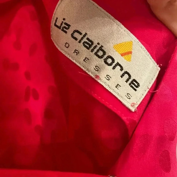 Liz Claiborne Womens Vintage Pink Polka Dot Silk Dress Size 12 Open Back - Picture 8 of 9